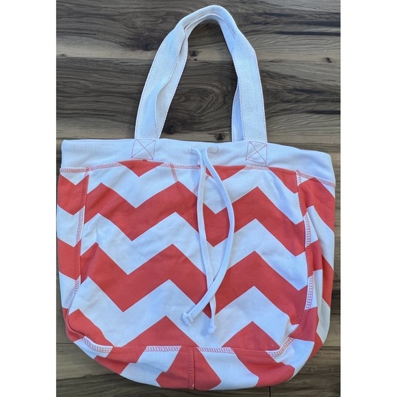 MV Sport Handbags - MV Sport Beachcomber Packable Tote Bag Coral White Cotton Beach Pool Bag Travel‎